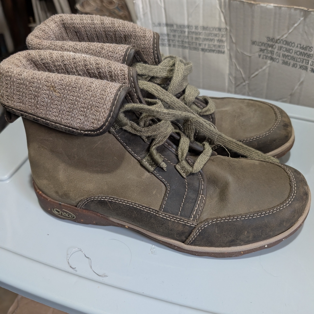 Chaco Olive and Brown Ankle Boots